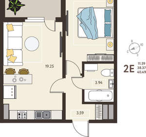 1-к квартира, вторичка, 40м2, 9/18 этаж