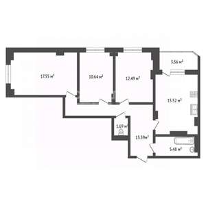 3-к квартира, сданный дом, 87м2, 4/10 этаж