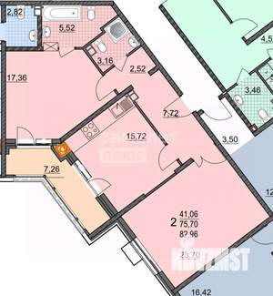 2-к квартира, вторичка, 75м2, 2/17 этаж