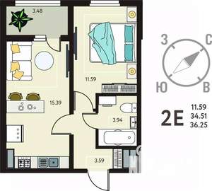 1-к квартира, вторичка, 36м2, 11/18 этаж
