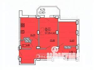 2-к квартира, вторичка, 59м2, 10/17 этаж