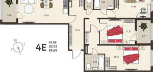 3-к квартира, вторичка, 90м2, 10/18 этаж