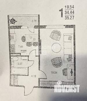 1-к квартира, вторичка, 35м2, 1/10 этаж