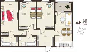 3-к квартира, вторичка, 79м2, 10/18 этаж