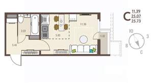 Студия квартира, вторичка, 27м2, 2/17 этаж