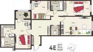 3-к квартира, вторичка, 94м2, 2/18 этаж