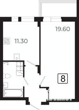 1-к квартира, вторичка, 42м2, 7/21 этаж
