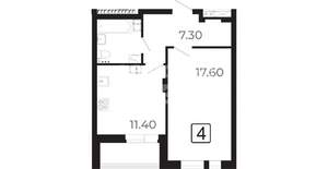 1-к квартира, вторичка, 43м2, 9/21 этаж