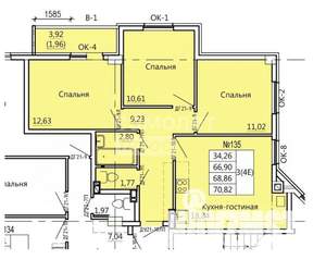 3-к квартира, вторичка, 70м2, 5/10 этаж