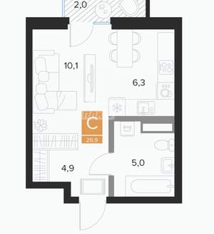 1-к квартира, вторичка, 36м2, 2/16 этаж