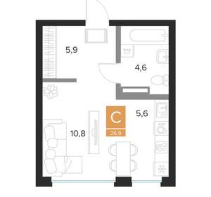 Студия квартира, вторичка, 27м2, 9/16 этаж