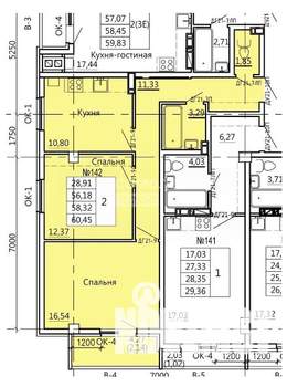 2-к квартира, вторичка, 60м2, 6/11 этаж