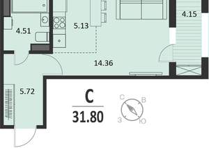 Студия квартира, вторичка, 32м2, 2/16 этаж