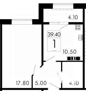1-к квартира, вторичка, 39м2, 3/8 этаж