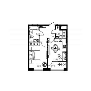 1-к квартира, вторичка, 39м2, 2/15 этаж