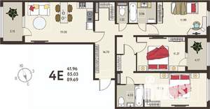 3-к квартира, вторичка, 90м2, 14/18 этаж