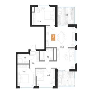 3-к квартира, вторичка, 87м2, 15/16 этаж