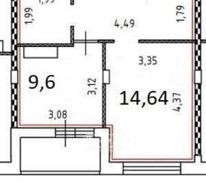 1-к квартира, сданный дом, 35м2, 2/8 этаж