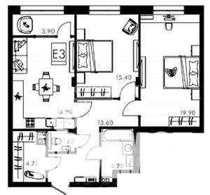 3-к квартира, вторичка, 78м2, 2/15 этаж