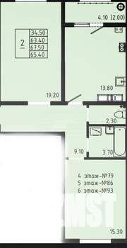 2-к квартира, вторичка, 65м2, 5/8 этаж