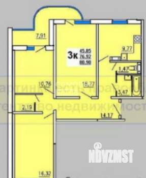 3-к квартира, вторичка, 76м2, 11/17 этаж