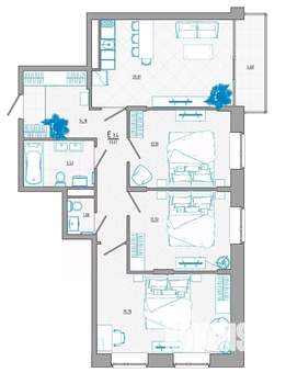 4-к квартира, строящийся дом, 97м2, 3/8 этаж