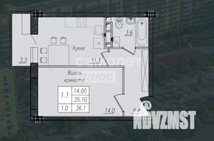 1-к квартира, вторичка, 36м2, 1/10 этаж