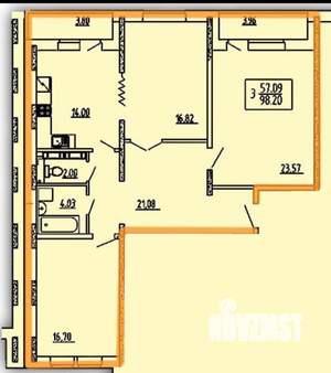 3-к квартира, вторичка, 100м2, 13/16 этаж