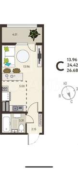 Студия квартира, вторичка, 27м2, 15/18 этаж
