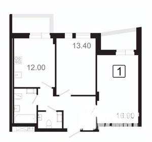 2-к квартира, вторичка, 61м2, 10/21 этаж