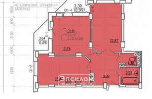 2-к квартира, вторичка, 63м2, 8/17 этаж