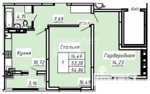 1-к квартира, вторичка, 55м2, 5/8 этаж