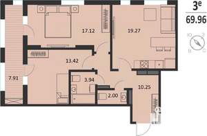 2-к квартира, вторичка, 70м2, 13/16 этаж