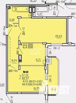 2-к квартира, вторичка, 64м2, 8/10 этаж