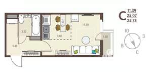 Студия квартира, вторичка, 26м2, 9/17 этаж