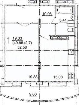1-к квартира, вторичка, 59м2, 12/16 этаж