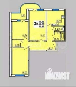 3-к квартира, вторичка, 77м2, 17/17 этаж