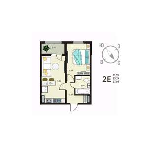 1-к квартира, вторичка, 37м2, 3/18 этаж