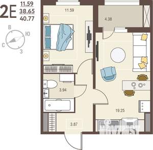 1-к квартира, вторичка, 41м2, 17/17 этаж