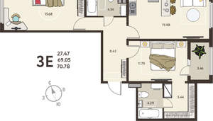 2-к квартира, вторичка, 71м2, 18/18 этаж