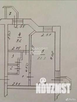 1-к квартира, вторичка, 45м2, 5/5 этаж