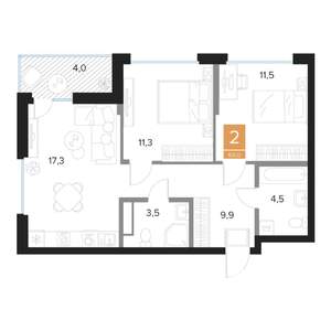 2-к квартира, вторичка, 60м2, 6/16 этаж