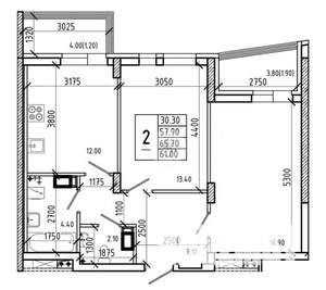 2-к квартира, вторичка, 61м2, 19/21 этаж