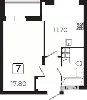 1-к квартира, вторичка, 40м2, 6/21 этаж