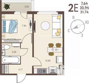 1-к квартира, вторичка, 32м2, 10/17 этаж