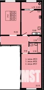 2-к квартира, вторичка, 70м2, 4/8 этаж