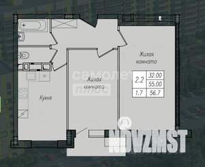 2-к квартира, вторичка, 57м2, 2/10 этаж