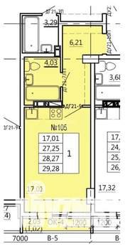 Студия квартира, вторичка, 29м2, 2/11 этаж