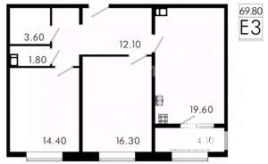 3-к квартира, вторичка, 70м2, 3/8 этаж