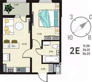 1-к квартира, вторичка, 36м2, 18/18 этаж